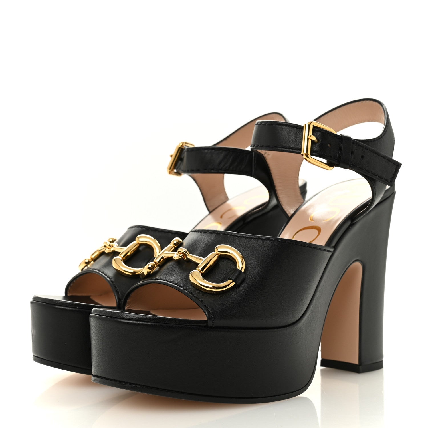 Gucci Nappa Charlotte Horsebit 40/135mm Platform Sandals 39.5 Black 4 of 9