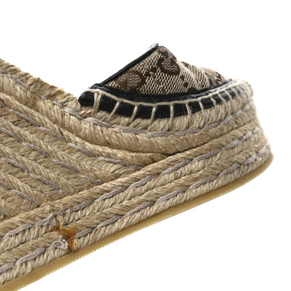 Gucci Monogram Matelasse GG Marmont Ankle Wrap Platform 35/120mm Espadrille Wedges 36 Beige Ebony Black Sand Storm 9 of 9