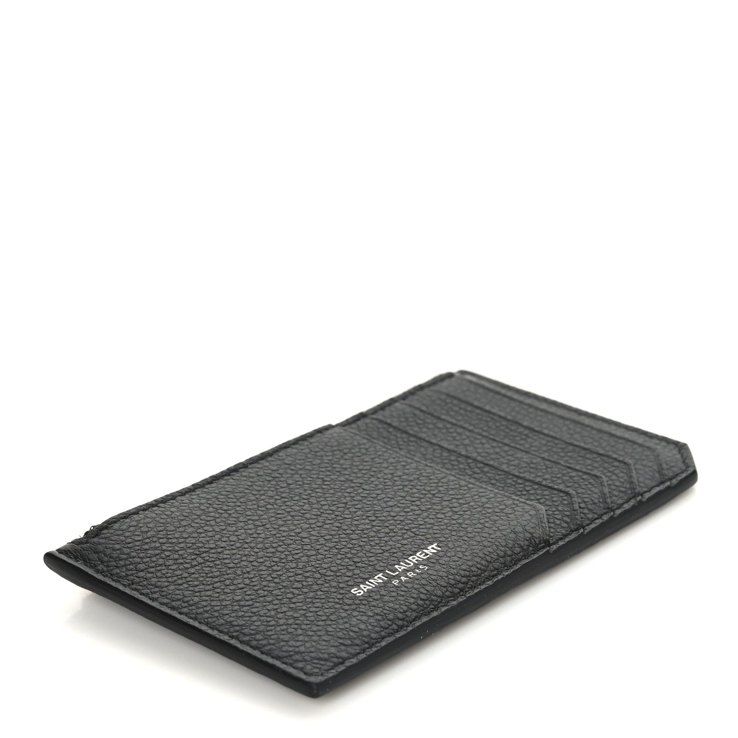 Saint Laurent Grained Calfskin 5 Fragments Zip Pouch Card Holder Black 4 of 6