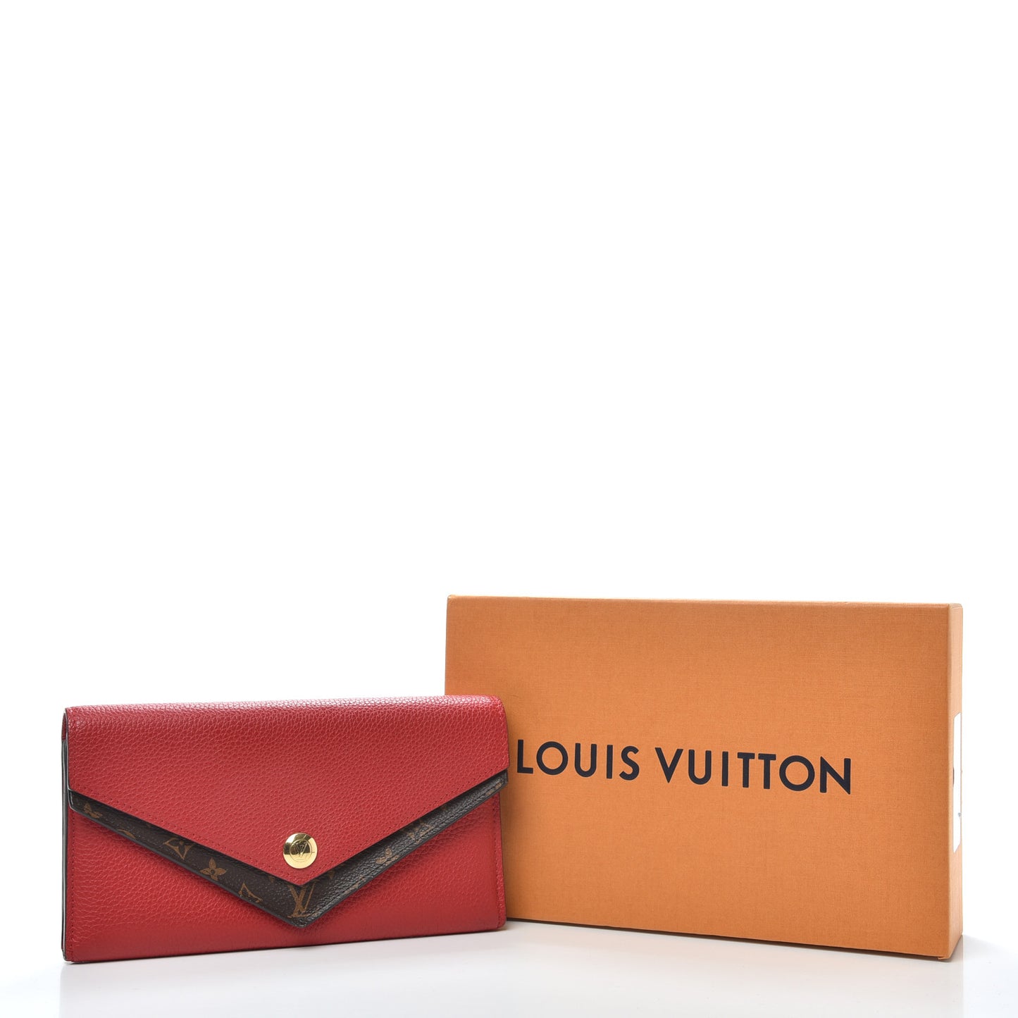 Calfskin Double V Wallet Rubis