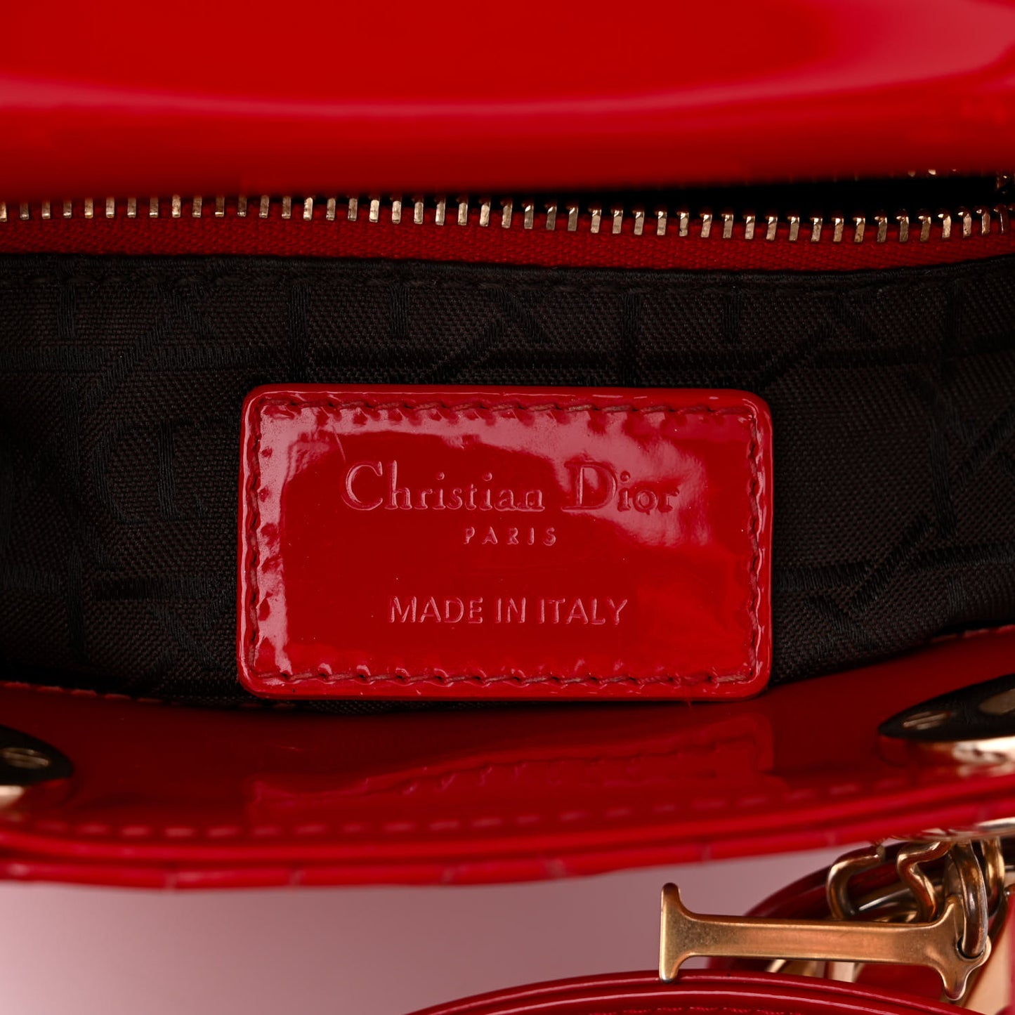 Patent Cannage Mini Lady Dior Red