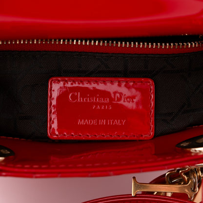 Christian Dior Patent Cannage Mini Lady Dior Red 6 of 11