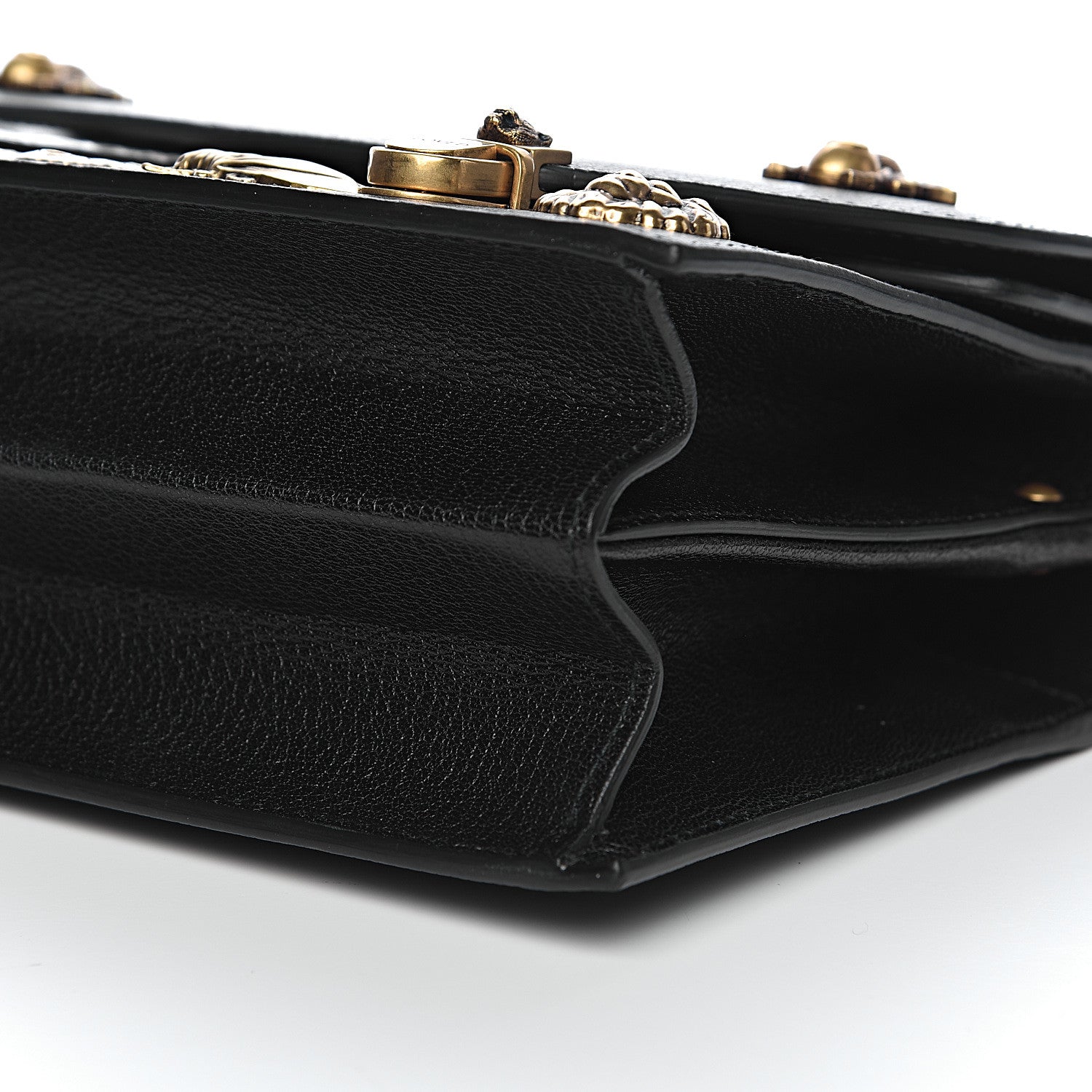 Gucci Calfskin Snakeskin Studded Small Ottilia Top Handle Bag Black 6 of 12