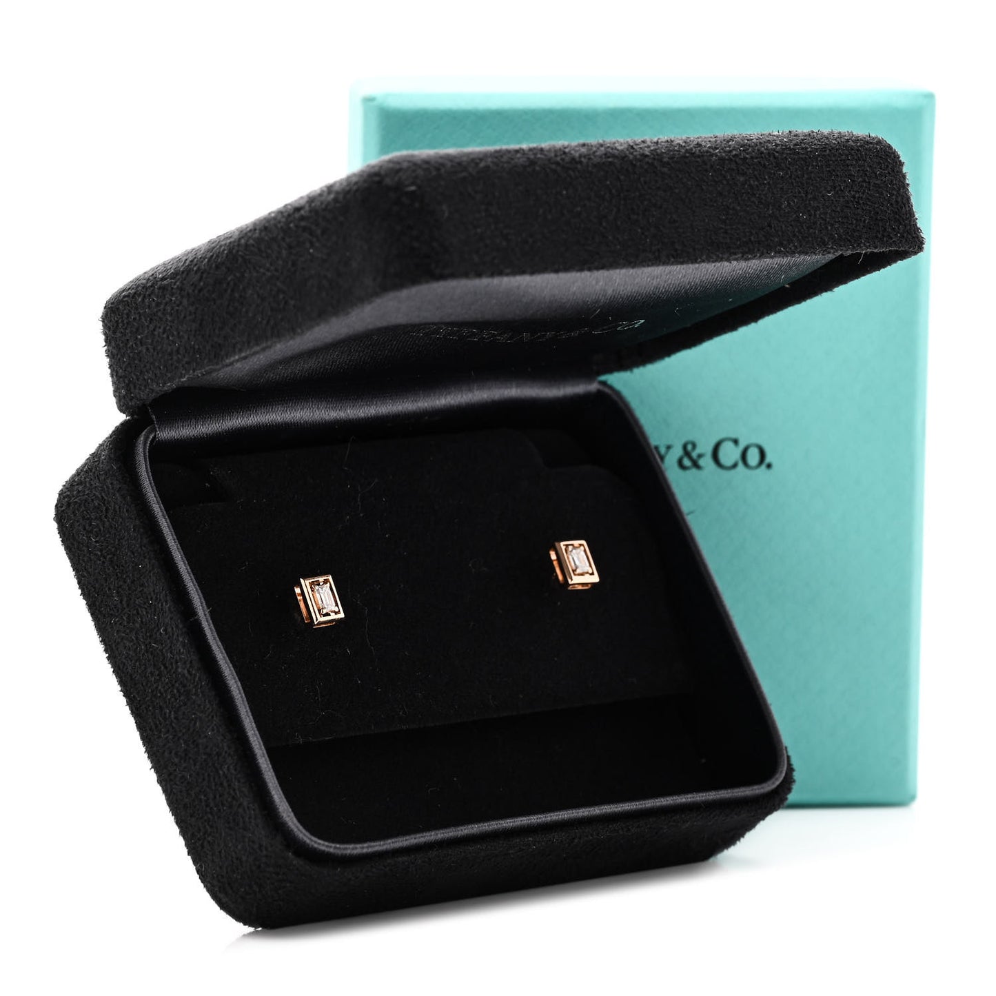 18K Rose Gold Diamond Jewel Box Stud Earrings