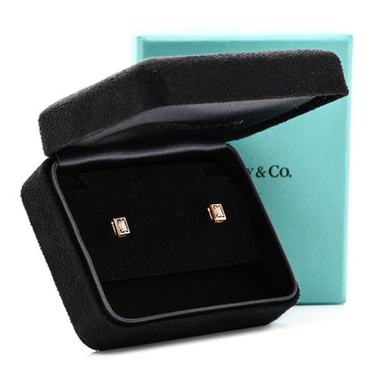 Tiffany 18K Rose Gold Diamond Jewel Box Stud Earrings 6 of 6