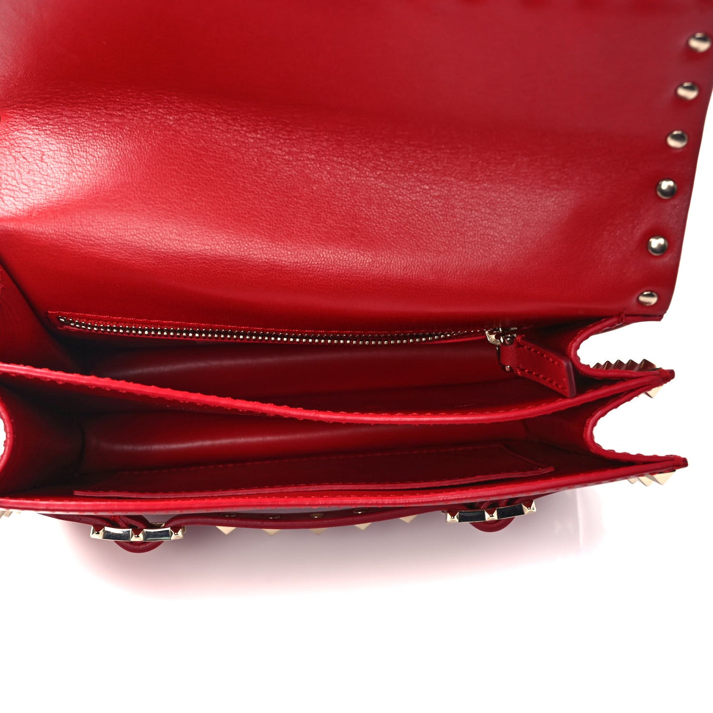 Calfskin Rockstud Flap Shoulder Bag Rosso Valentino