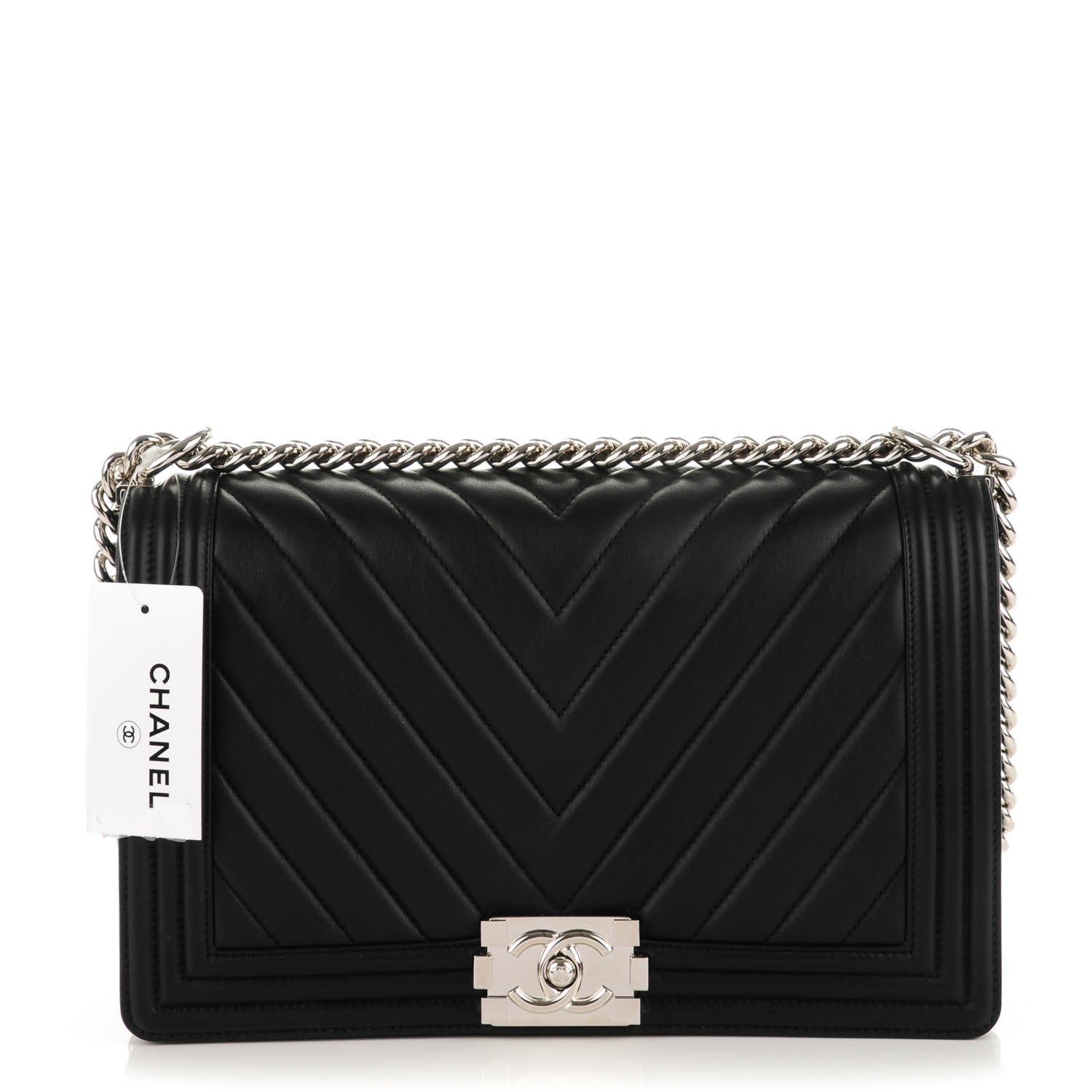 Chanel Calfskin Chevron Quilted New Medium Boy Flap Black 1 of 7