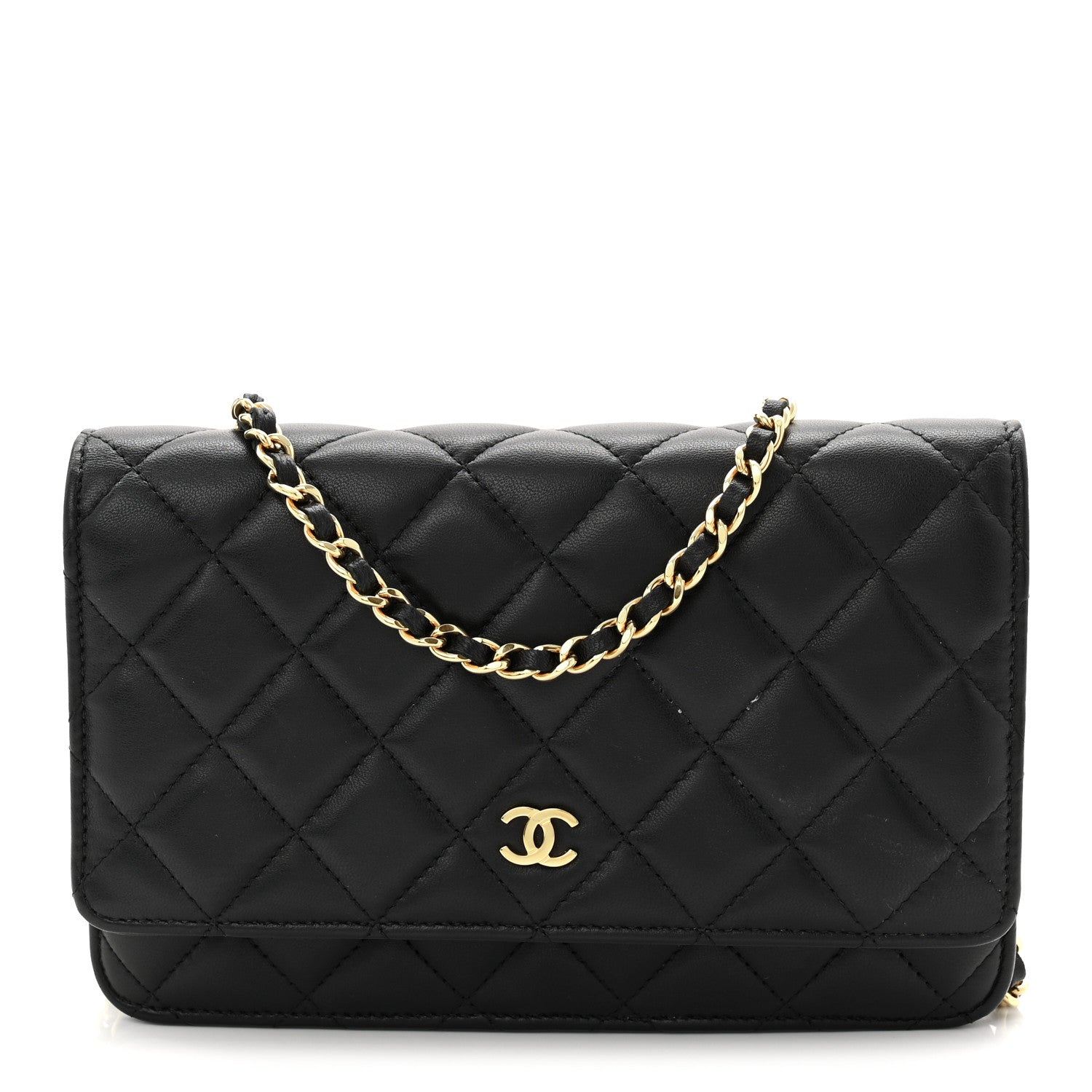 Chanel Lambskin Quilted Wallet On Chain WOC Black 1 of 12