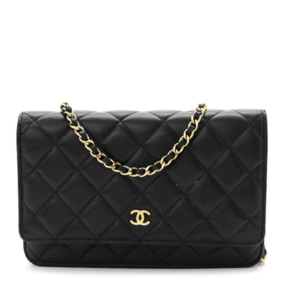 Chanel Lambskin Quilted Wallet On Chain WOC Black 1 of 12