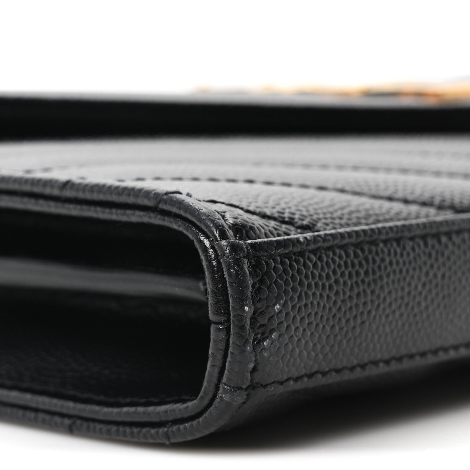 Saint Laurent Grain De Poudre Matelasse Chevron Monogram Chain Wallet Black 8 of 9
