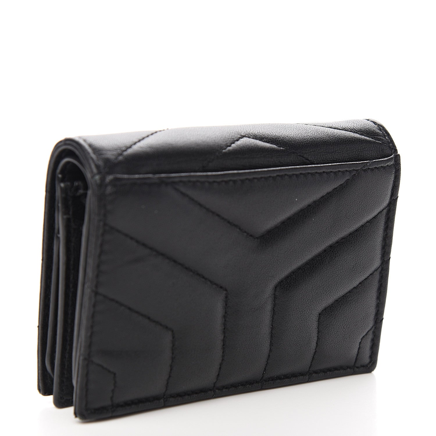 Saint Laurent Lambskin Y Quilted Monogram Loulou Flap Wallet Black 2 of 7