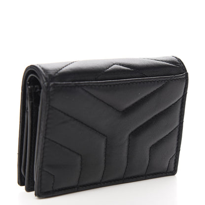 Saint Laurent Lambskin Y Quilted Monogram Loulou Flap Wallet Black 2 of 7