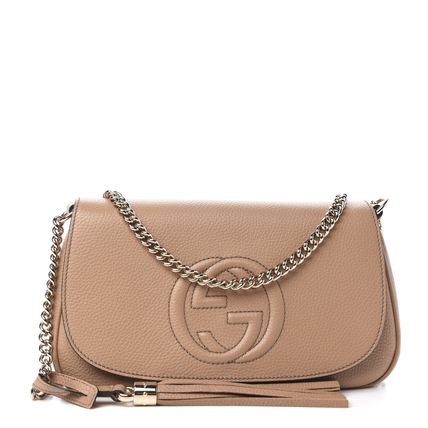 Gucci Pebbled Calfskin Medium Soho Flap Crossbody Camelia 1 of 10