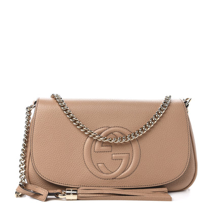 Gucci Pebbled Calfskin Medium Soho Flap Crossbody Camelia 1 of 10