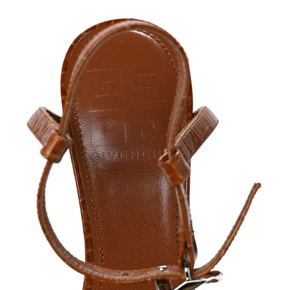 Givenchy Calfskin Crocodile Embossed Horn Sandals 37 Tan 7 of 8