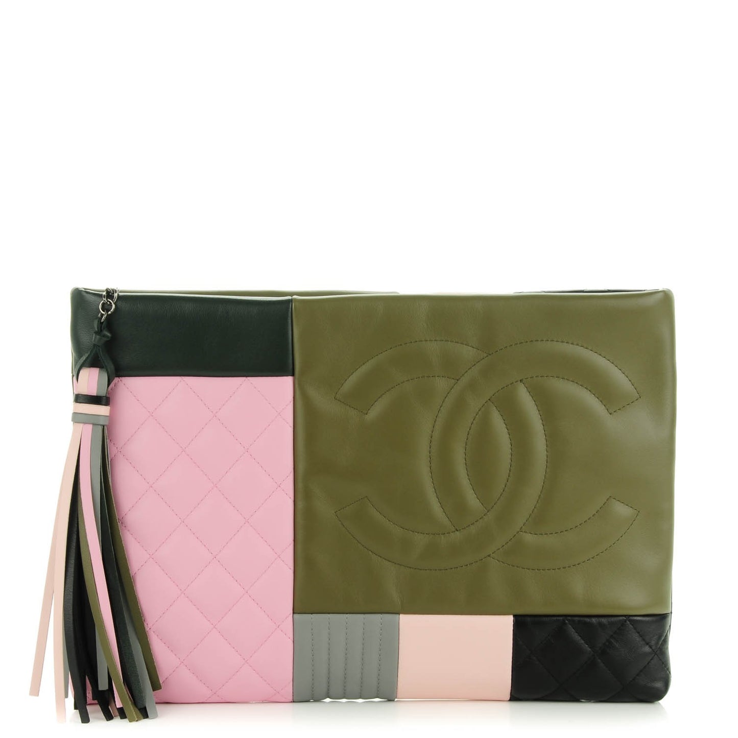 Lambskin Patchwork Large Cosmetic Case Multicolor
