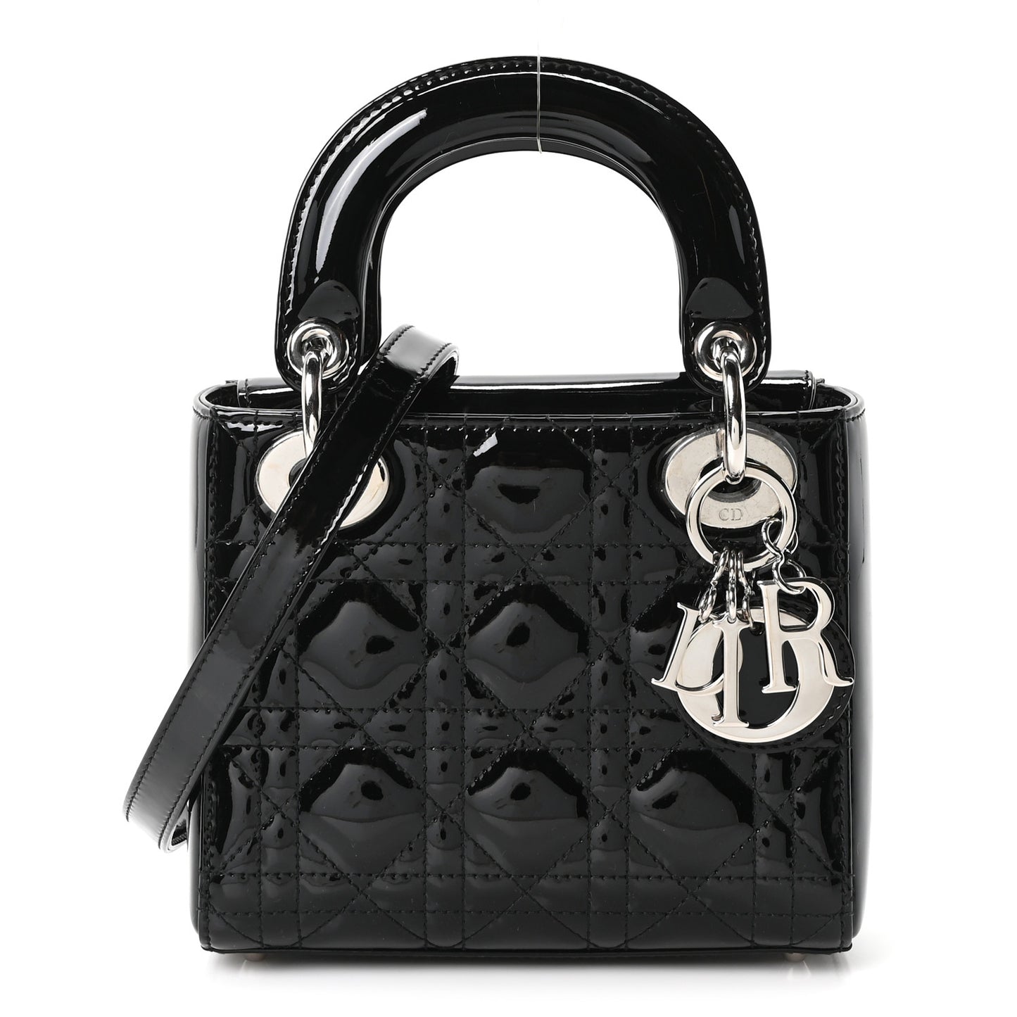 Patent Cannage Mini Lady Dior Black