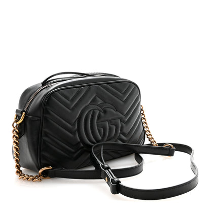 Gucci Calfskin Matelasse Small GG Marmont Chain Shoulder Bag Black 3 of 10