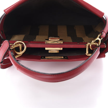 Fendi Vitello Morgan Fabric Jacquard Pequin Medium Peekaboo Iconic Satchel Mattone Tobacco Black 7 of 13
