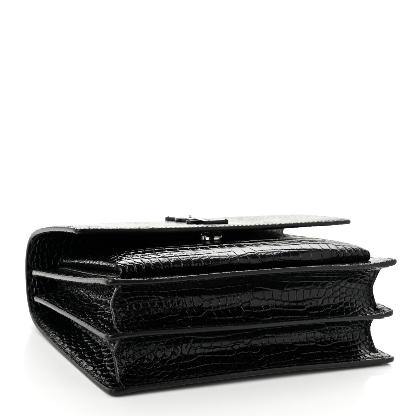 Calfskin Crocodile Embossed Medium Monochrome Monogram Sunset Black