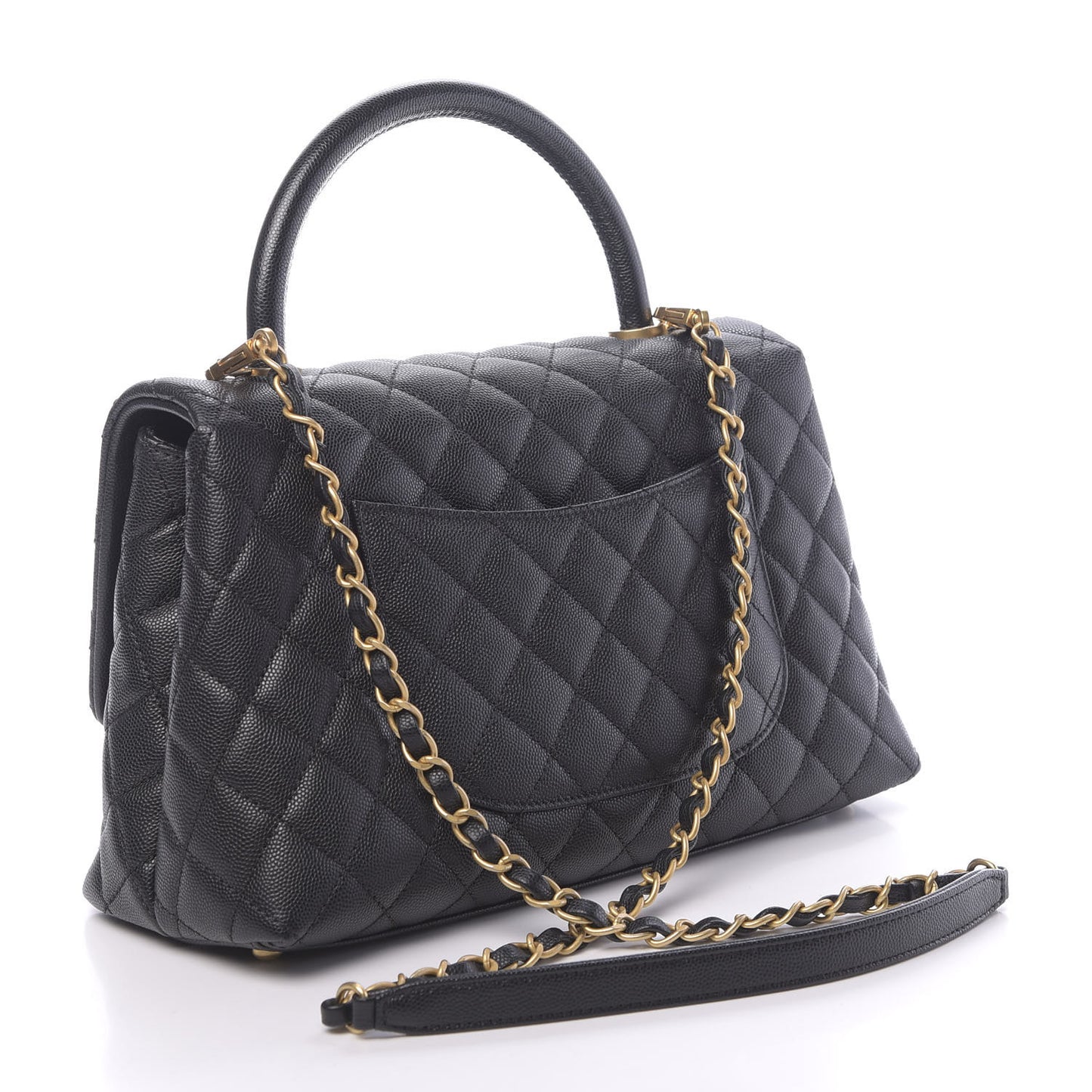 Caviar Quilted Small Coco Handle Flap Black