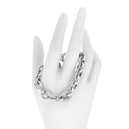 David Yurman Sterling Silver Diamond 15mm Large Oval Link Bracelet 2 of 5