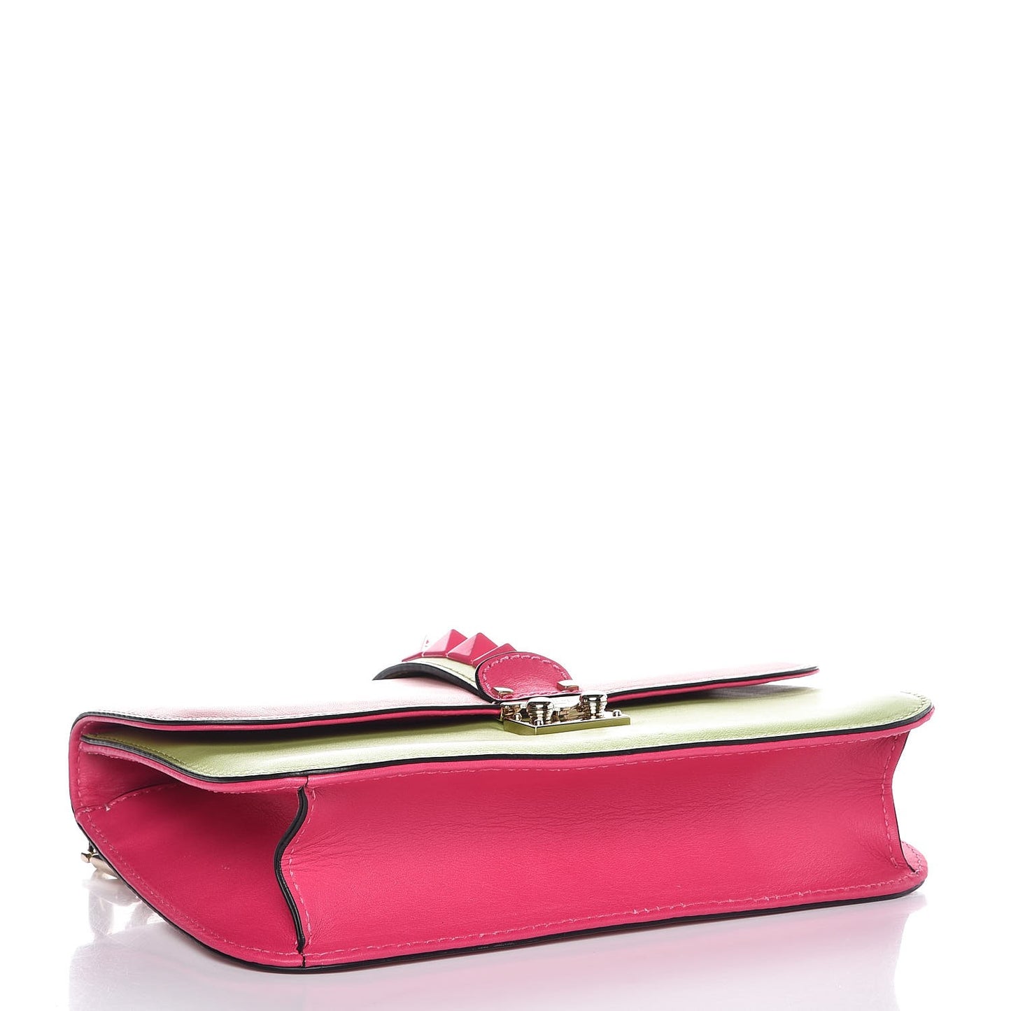 Vitello Tri-Color Medium Glam Lock Rockstud Flap Pop Gardenia Pop Apple Pop Fuxia