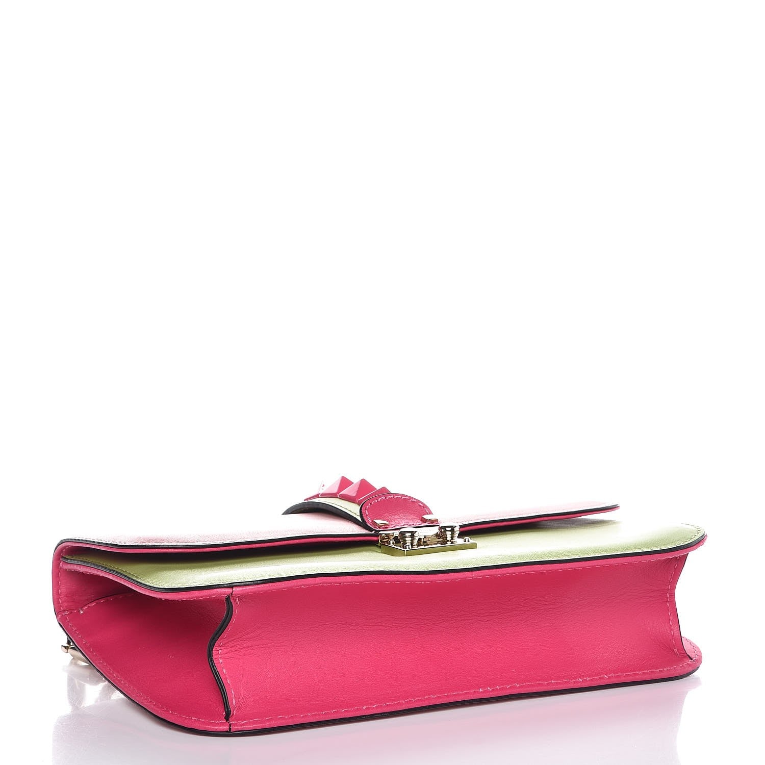 Valentino Garavani Vitello Tri-Color Medium Glam Lock Rockstud Flap Pop Gardenia Pop Apple Pop Fuxia 4 of 7