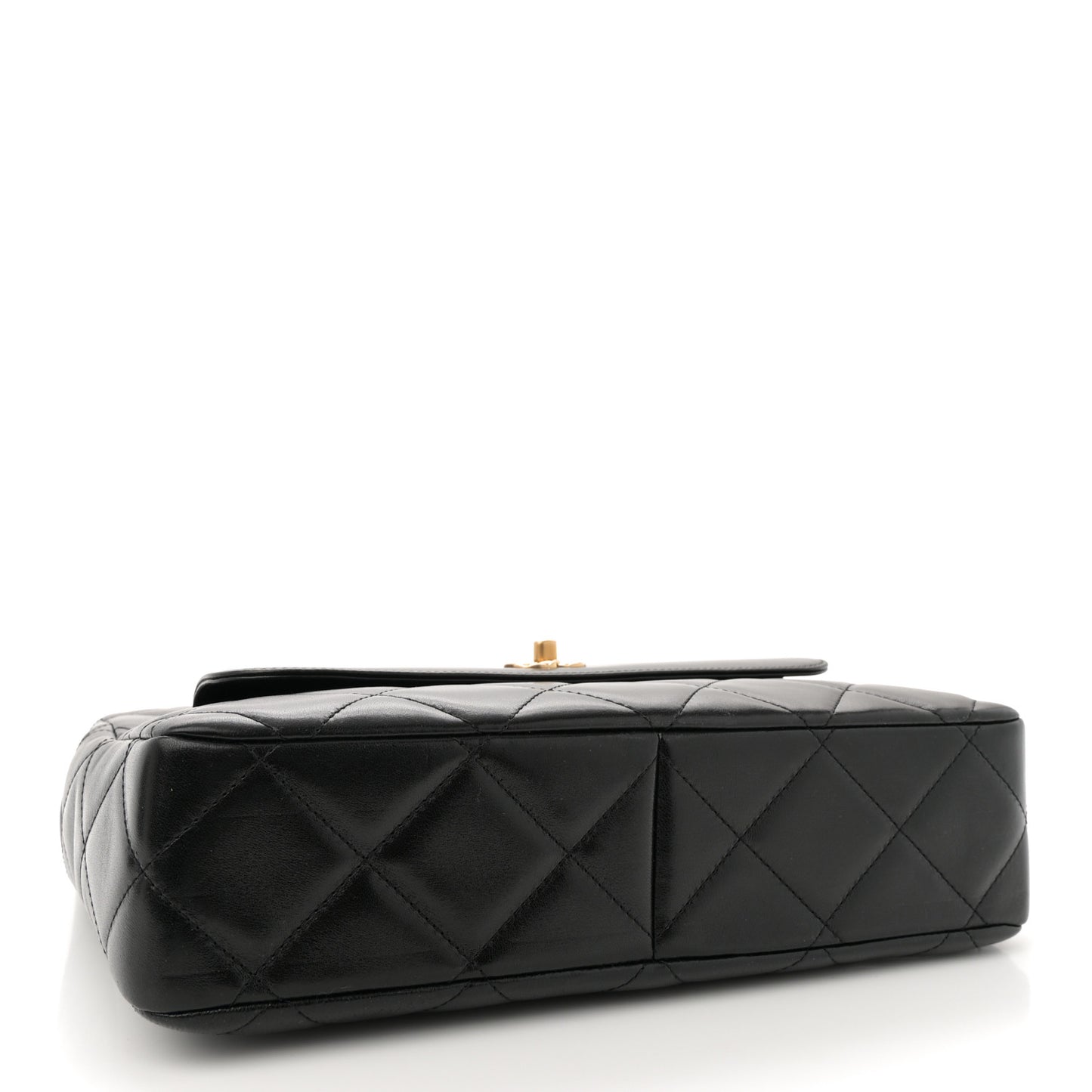 Lambskin Quilted Clutch Large Flap Bag Black