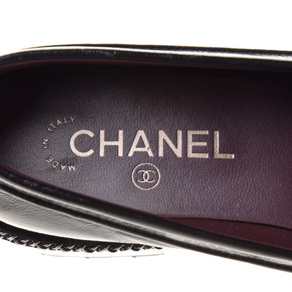 Chanel Crinkled Calfskin Velvet CC Chain Mocassin Loafers 38 Black 7 of 10