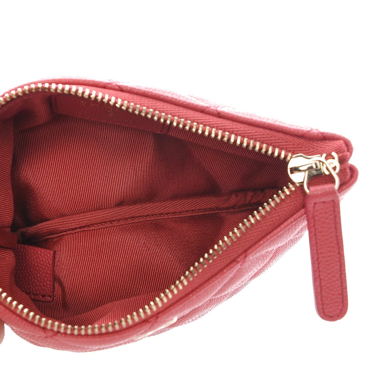 Caviar Quilted Small Cosmetic Case Dark Pink