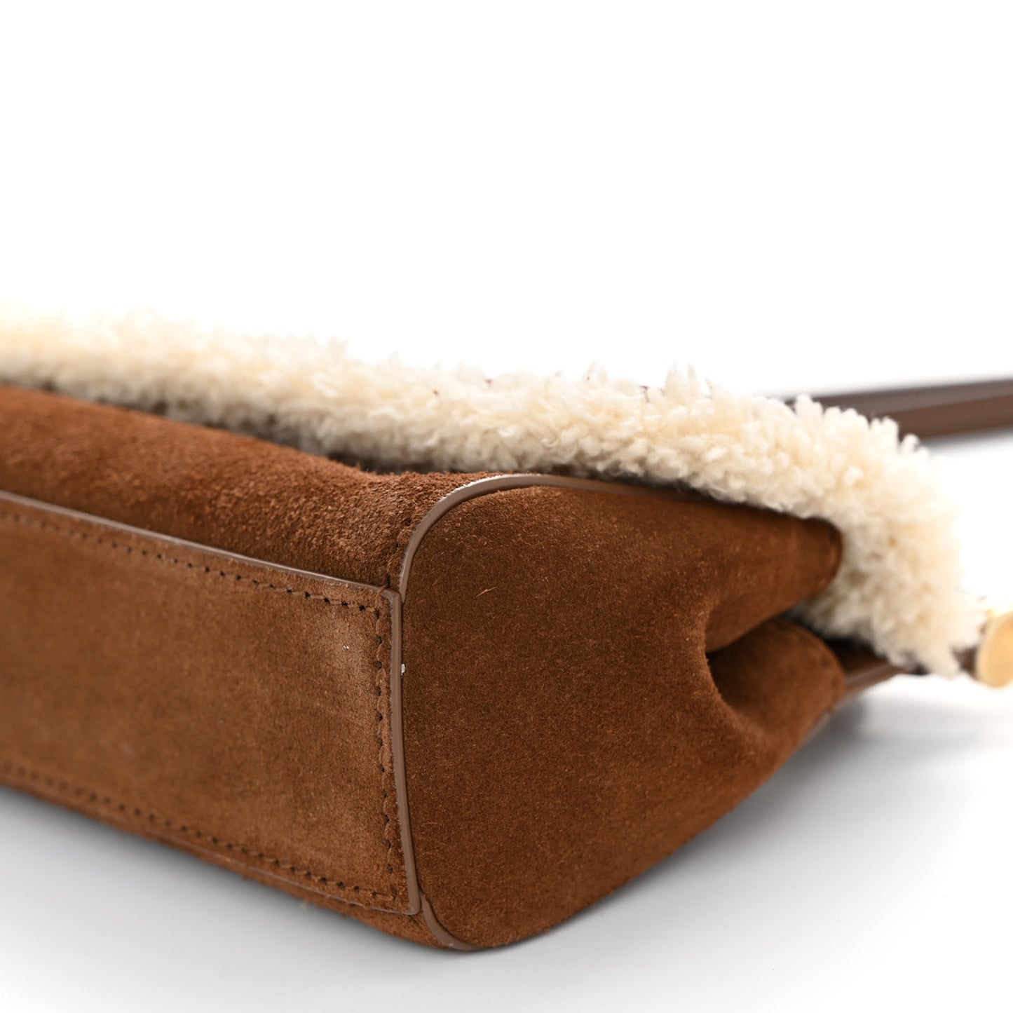 Suede Shearling Mini Miss Sicily Satchel Marrone Caffe Latte