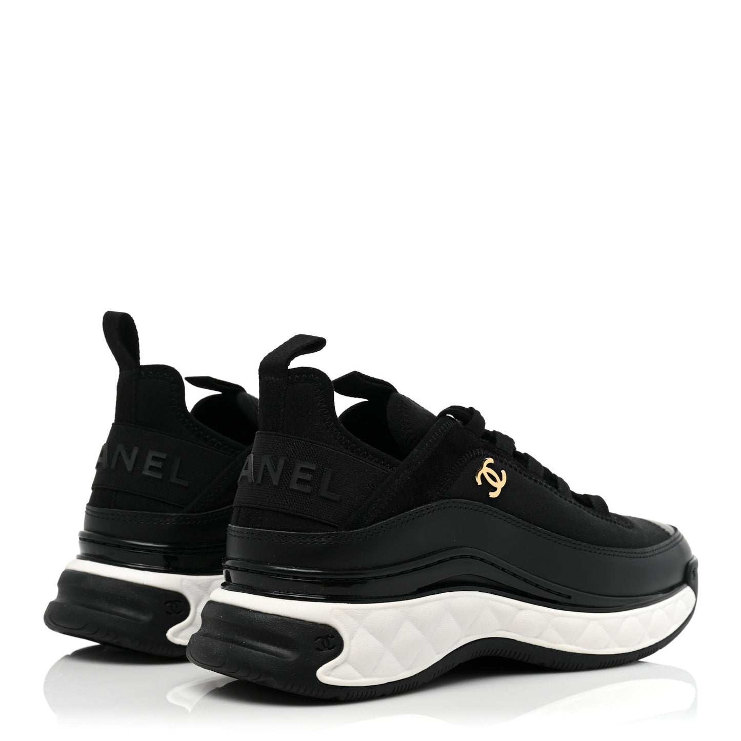Velvet Calfskin Mixed Fibers CC Sneakers 37 Black