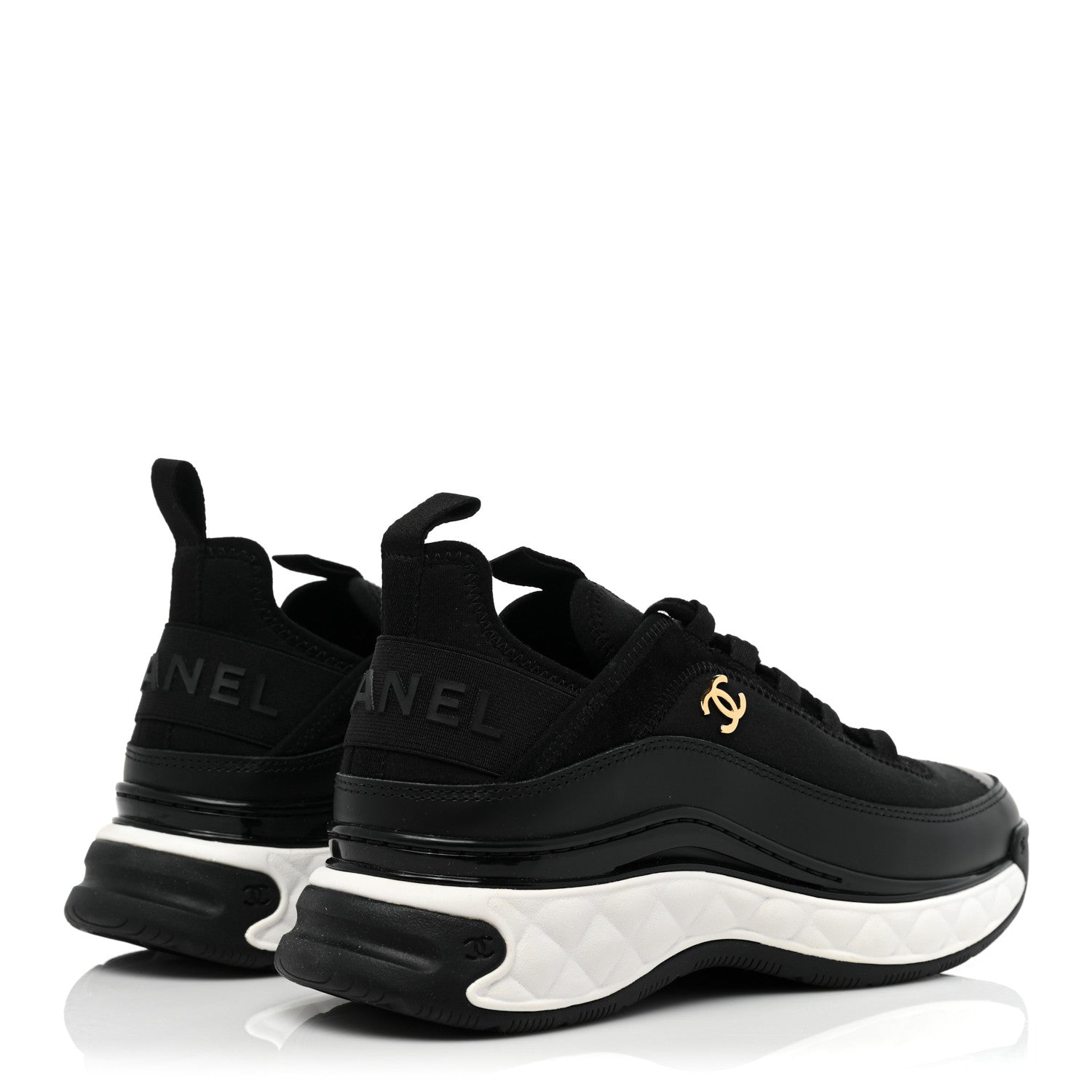 Chanel Velvet Calfskin Mixed Fibers CC Sneakers 37 Black 5 of 9