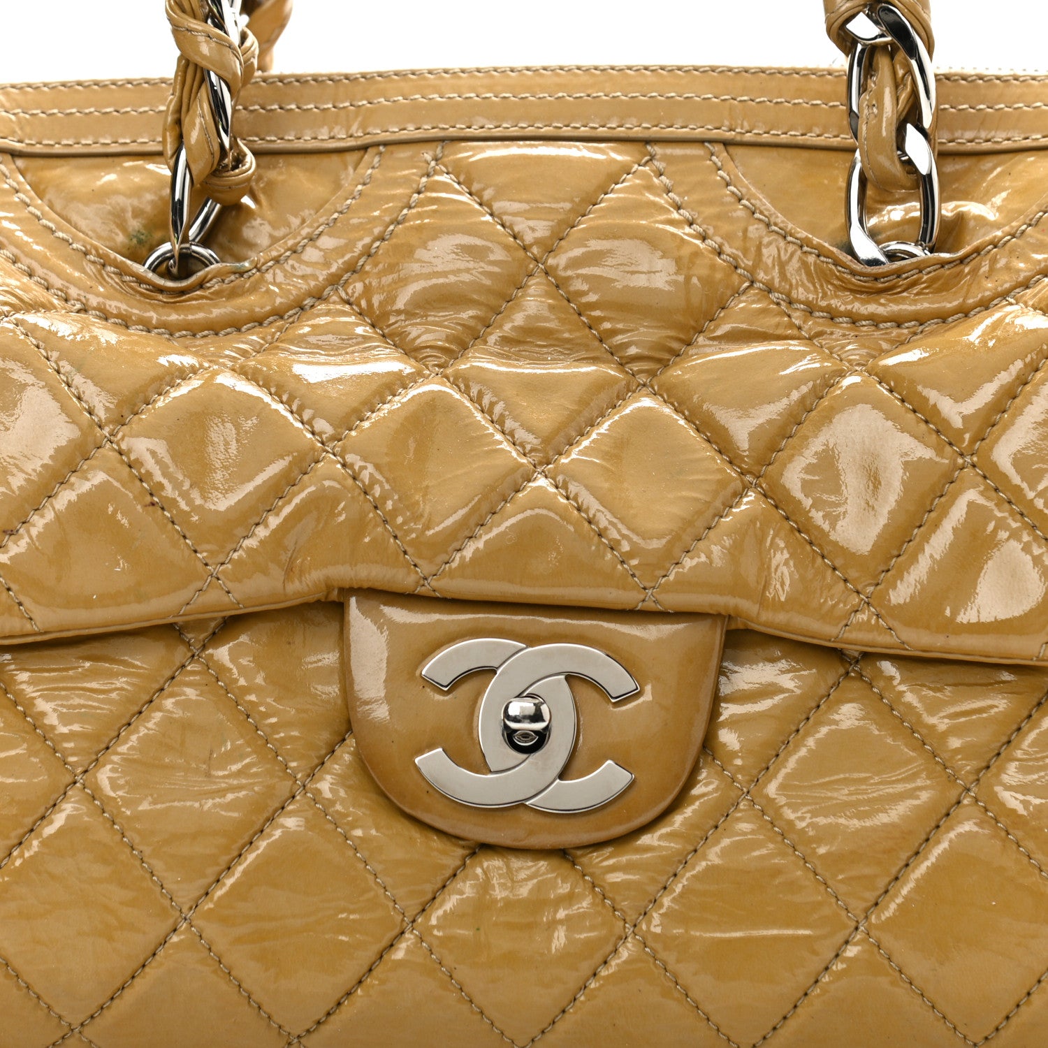 Chanel Patent Quilted Day Glo Flap Bag Beige 8 of 20