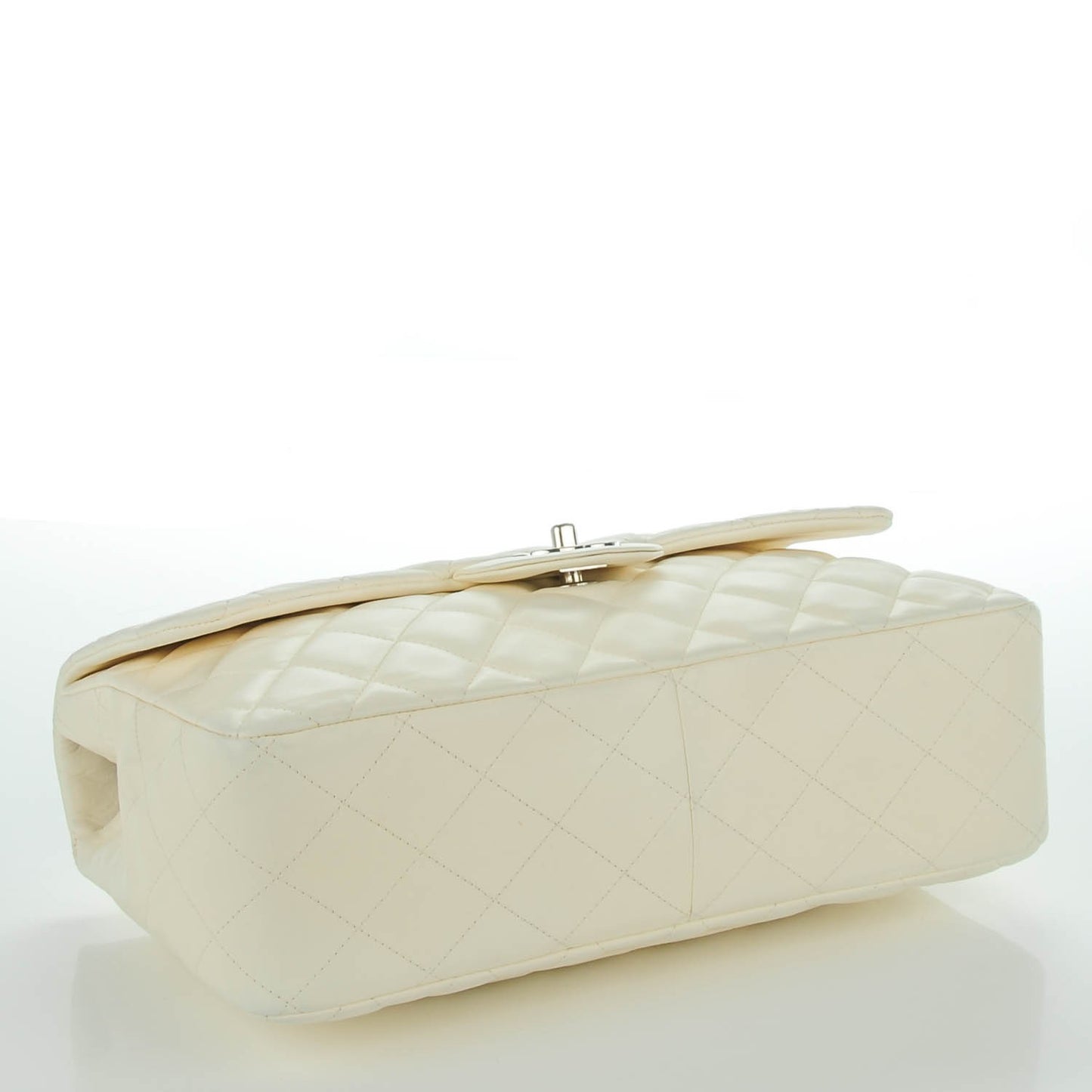 Lambskin Quilted Jumbo Single Flap White