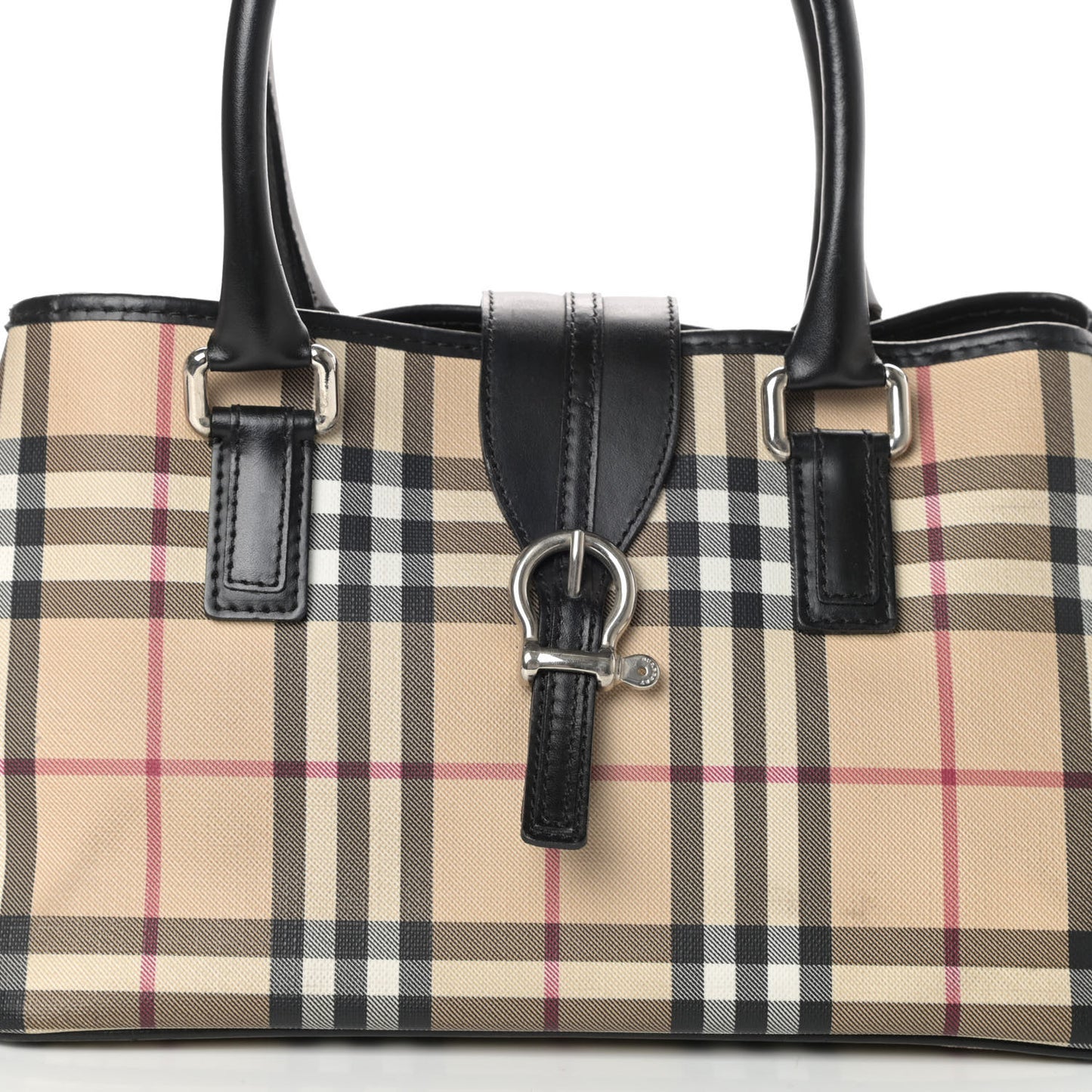 House Check Buckle Tote Black