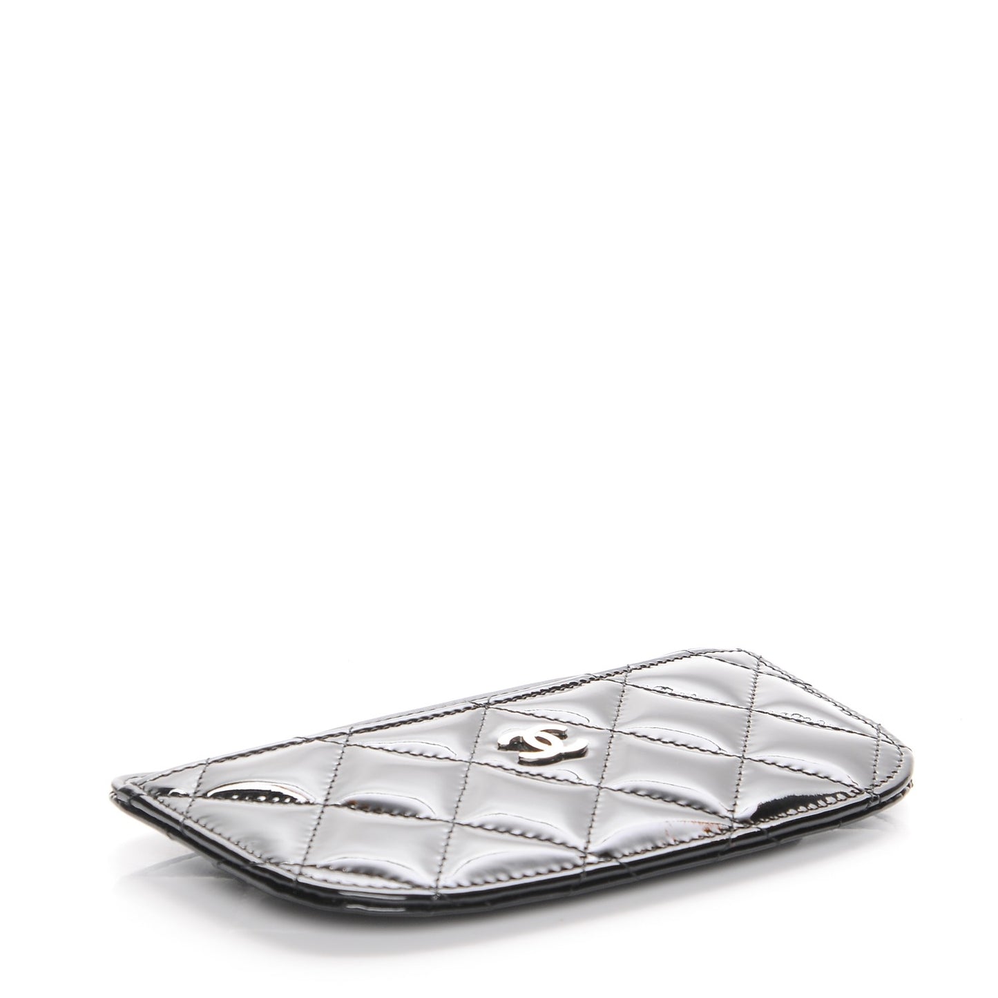 Patent Quilted Card Holder Black