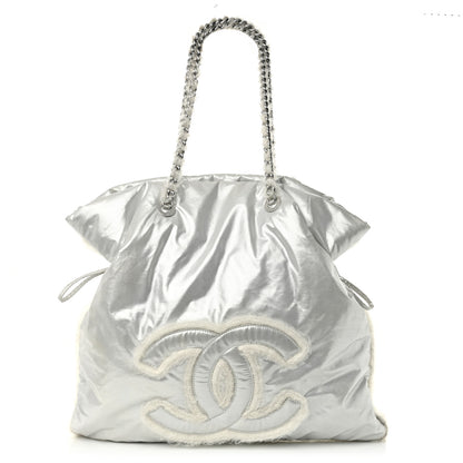 Chanel Vinyl Mohair Trimmed CC Bonbons Tote Silver 1 of 17