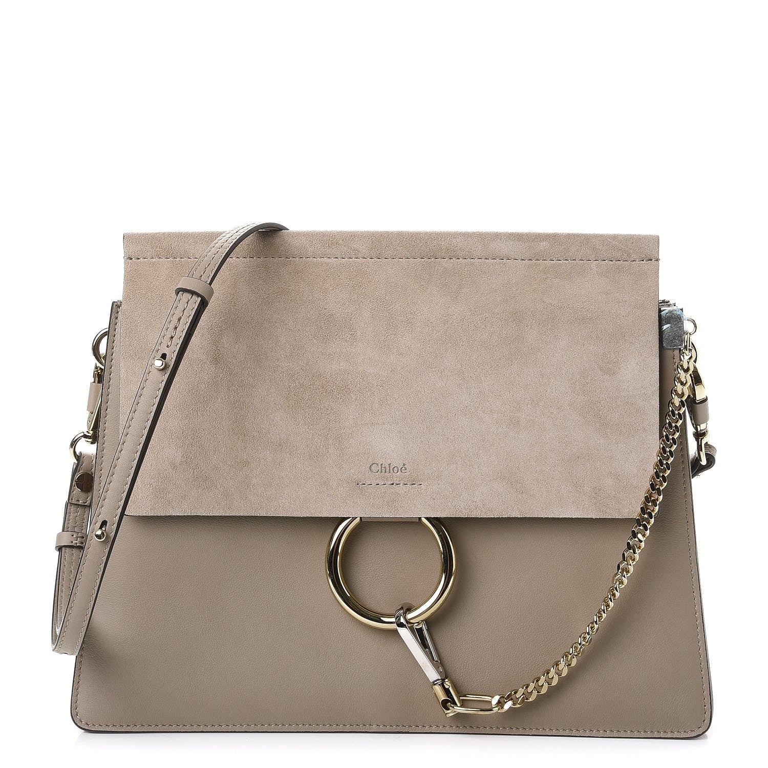 Chloe Calfskin Suede Medium Faye Shoulder Bag Motty Grey 1 of 7