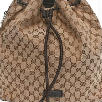 Gucci Monogram Dollar Calfskin O Drawstring Backpack Beige Ebony Testa di Moro Dark Chocolate 8 of 10