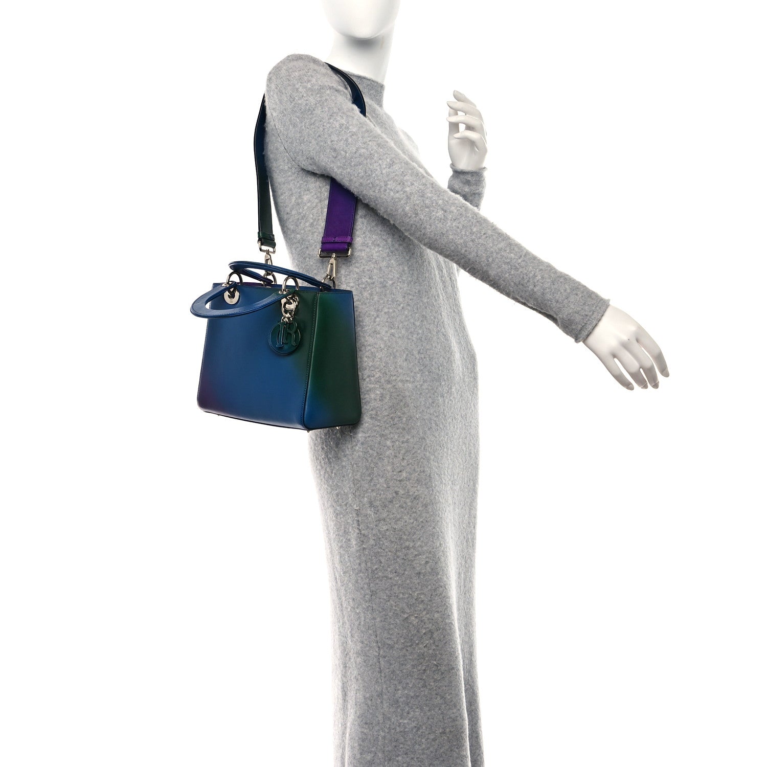 Christian Dior Box Calfskin Gradient Medium Lady Dior Purple Blue Green 2 of 11
