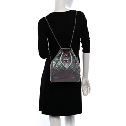 Chanel Iridescent Lambskin Calfskin Quilted Gabrielle Backpack Light Purple 2 of 10