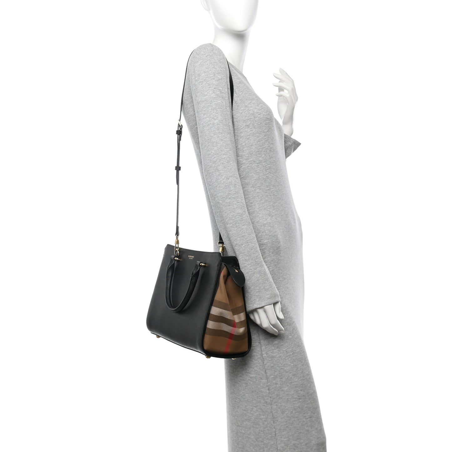 Calfskin Mega Check Small Banwell Tote  Black