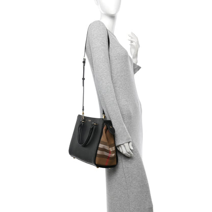 Burberry Calfskin Mega Check Small Banwell Tote  Black 2 of 13