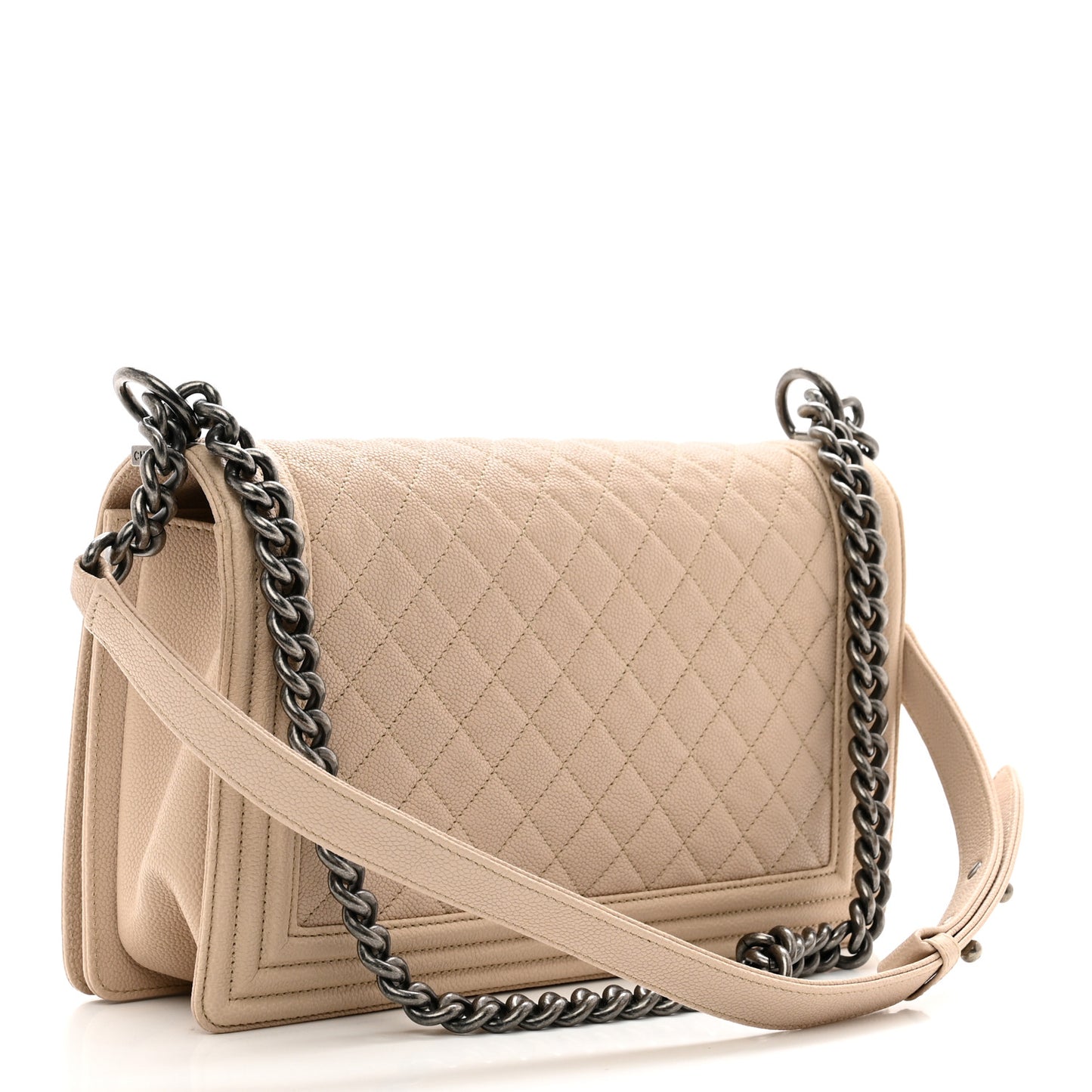 Caviar Quilted New Medium Boy Flap Beige