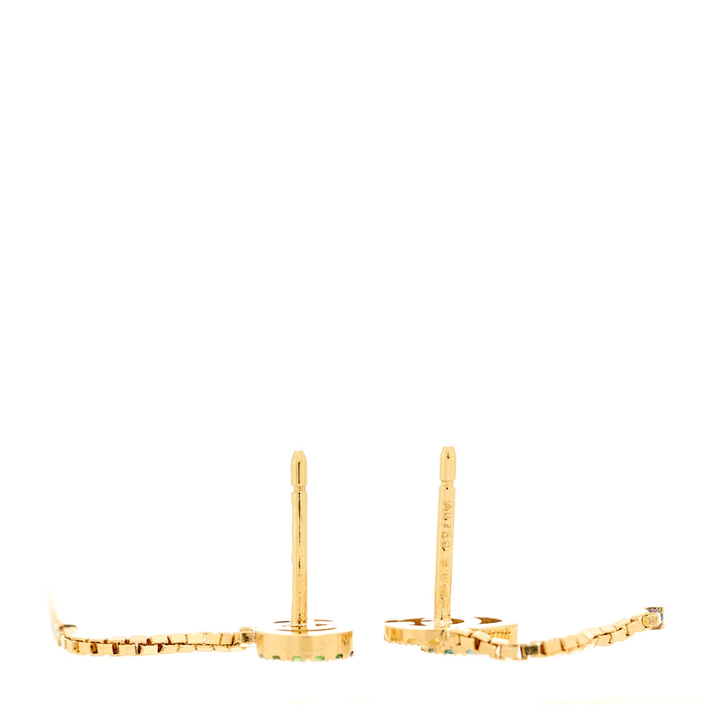 18K Yellow Gold Sapphire Topaz Tsavorite Running G Drop Earrings