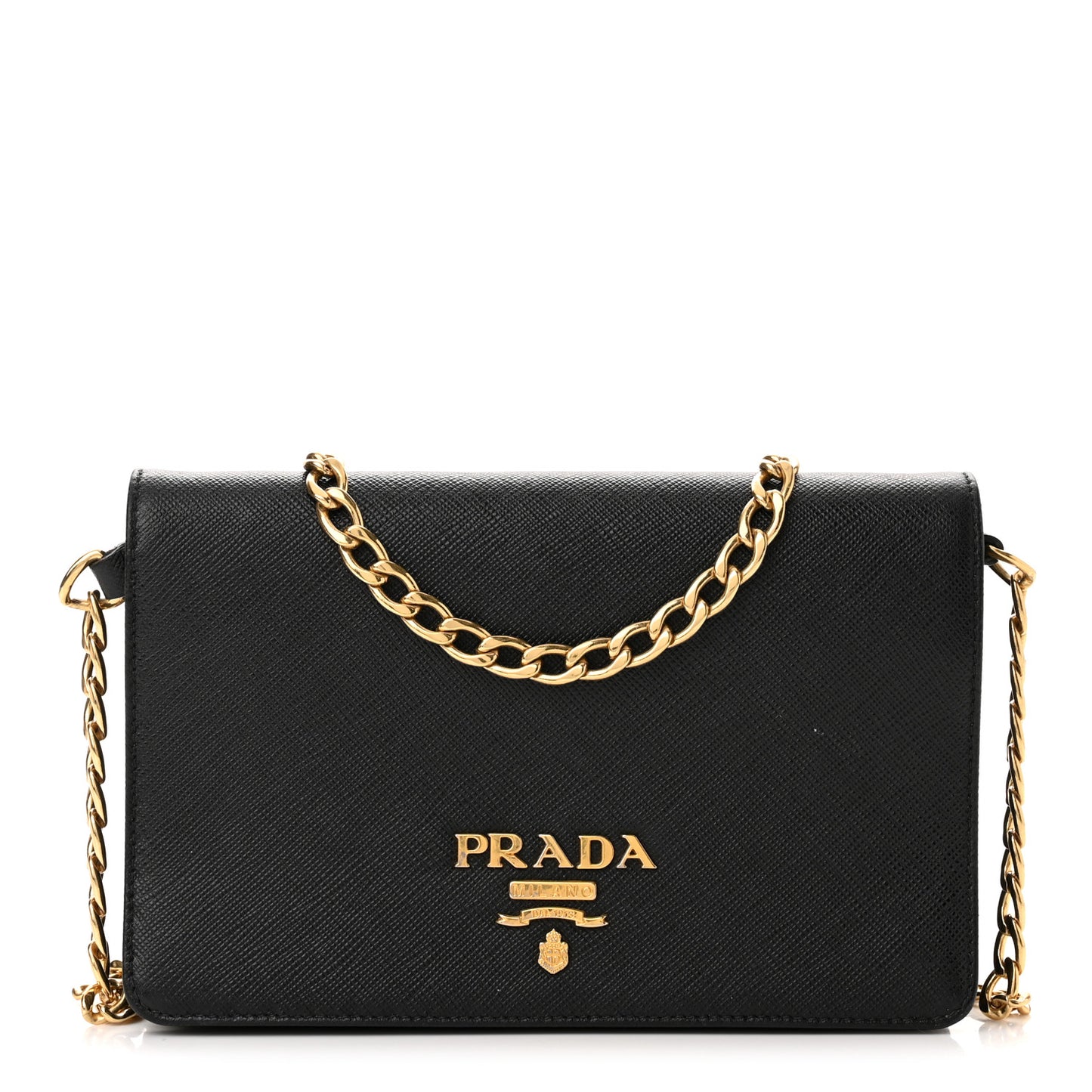 Saffiano Lux Chain Wallet Black