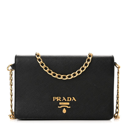 Prada Saffiano Lux Chain Wallet Black 1 of 12
