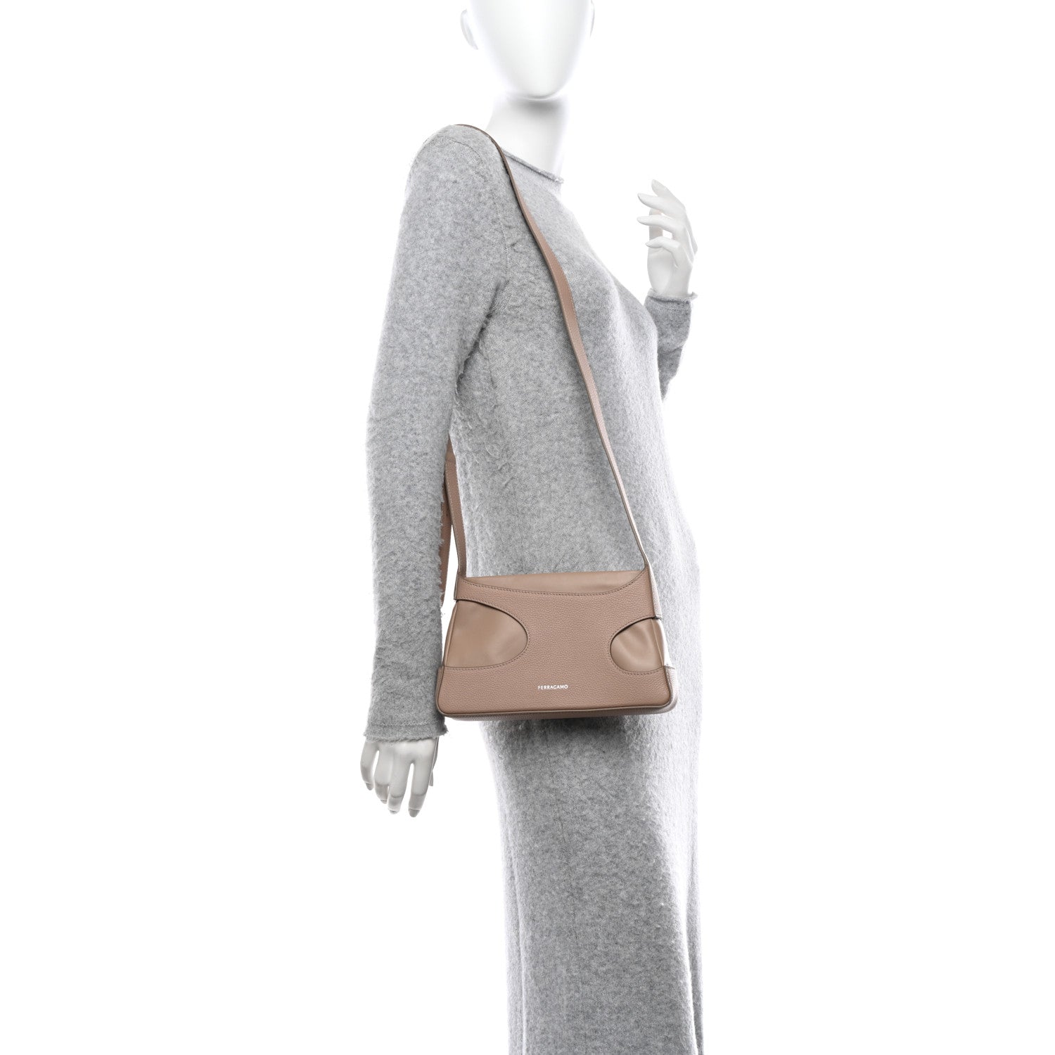 Salvatore Ferragamo Calfskin Cut Out Crossbody Beige 2 of 9